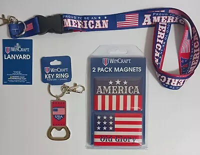 Wincraft American Flag Key Ring Chain W/ Bottle Opener Lanyard & 2 Magnets • $7.99