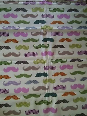 Colorful Mustaches Fabric Print Quilting Cotton Multi Colors Patterns 1/2 YARD • $14.99