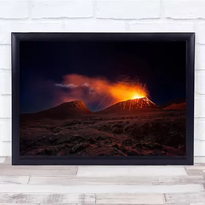 Volcano Eruption Fournaise Lava Magma Fire Flame Glow Power Wall Art Print • $29.83