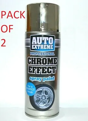 2xChrome Foil Mirror Metallic Effect Auto Spray Paint DIY Car Aerosol 400ml • £9.99