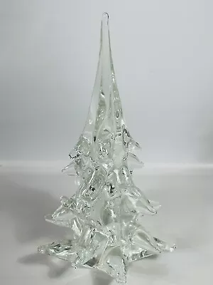 $29.03 • Buy Large Heavy Lead Crystal Clear Glass 8  Art Glass Christmas Tree Figurine Decor