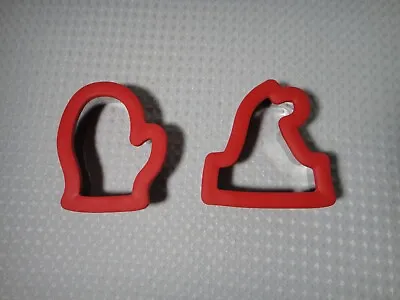 Christmas Cookie Cutter Hat & Glove Mitten Metal Silicone Comfort Grip Lot Of 2 • $14.99