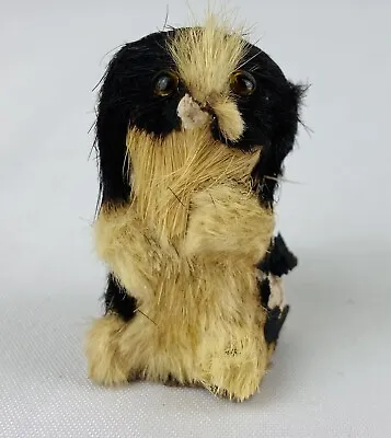 Vintage Miniature Real Fur Hair Animal Dog Figurine Glass Eyes READ • $5.60