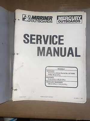 1989 Mercury Mariner 70/75/90/100/115 Models 3/4-Cyl Service Manual 90-13645-1 • $25