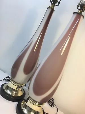  Pair Of Murano Table Lamps. Italian Cased Art Glass Mid Century Modern MCM • $850