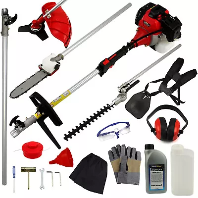 52cc 5 In 1 Multi Tool Petrol Strimmer Trimmer Cutter Garden Chainsaw Engine Oil • £219.99