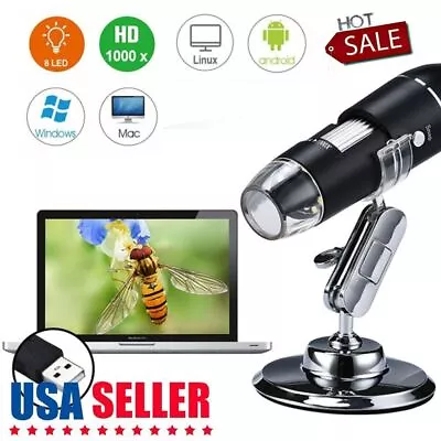 1000X USB Digital Microscope Biological Endoscope Magnifier Camera With Stand • $15.10