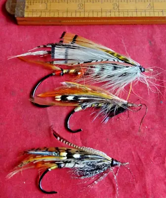 3x Large Gut Eyed Artificial Salmon Flies As Found As Points Clipped/damaged • $24.89