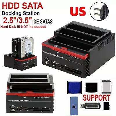 3 IDE SATA 2.5  3.5  HDD Hard Drive Disk Clone Docking Station Card Reader US • $52.05