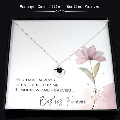 For My Best Friend | Modern Trendy Silver Circle Heart Necklace | Message Card • $23.99