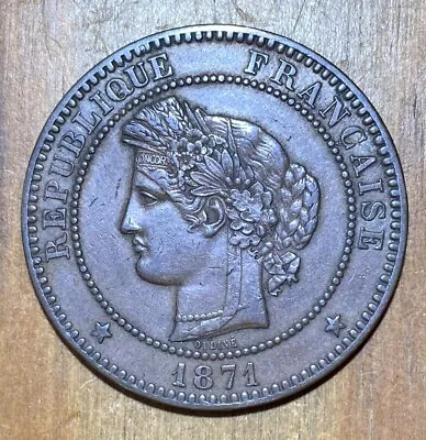High Grade 1871 France 10 Centimes Coin • £0.01