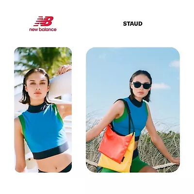 $47.24 • Buy NEW BALANCE X STAUD Performance CROP TOP XLARGE  Blue Green Color Block Fitness