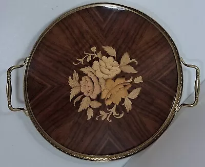 Vintage Marquetry Inlaid Wood Serving Tray Made Italy 21E037 • $38.50