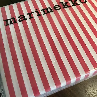 Free Ship Marimekko FULL Sheet Set AJO RED Cabana Stripe Cotton 4pc Christmas • $95