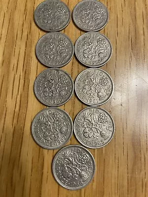 £299 • Buy Rare Collection Six Pence Coin (1953,1955,1956,1958,1960,1961,1962,1965,1966)