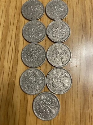£299 • Buy Rare Collection Six Pence Coin (1953,1955,1956,1958,1960,1961,1962,1965,1966)