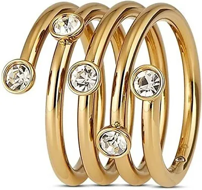 Women's Michael Kors MKJ5537710 Brilliance Sparkle Gold-Tone Spiral Ring • £59.83