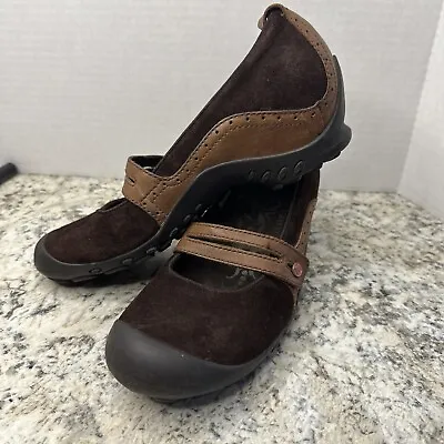 Merrell Plaza Bandeau Mary Jane Shoes Womens 8.5 Brown Suede Comfort J46498 • $13.59