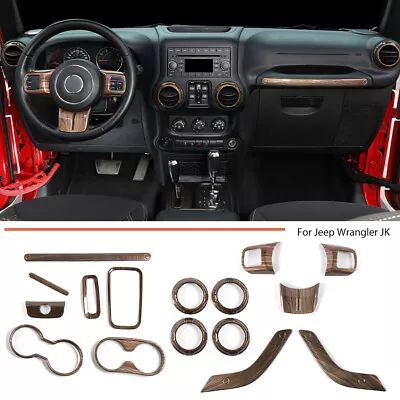 16x Wood Grain Set Interior Decor Accessories Trim Kit For Wrangler JK 11+ 2Door • $48.99