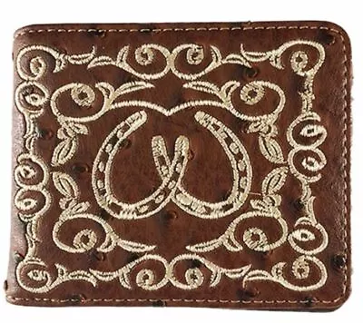 Horseshoe Mens Wallet Texas Western Bifold W088 Brown • $13.99