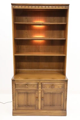 £447 • Buy Ercol Mural Bookcase Display Shelving With Cupboard Golden Dawn FREE UK Delivery