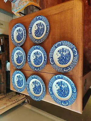 8  Blue & White Old Alton Ware Dinner  Plates 26cm Ironstone 1930s Vintage  • £12