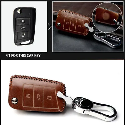 For Volkswagen VW Golf 7 MK7 Vintage Leather 3 Buttons Car Key Case Holder Cover • $19.24