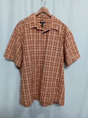 Van Heusen Short Sleeve Shirt 2XL XXL 18 18 1/2 Orange Plaid  • $8