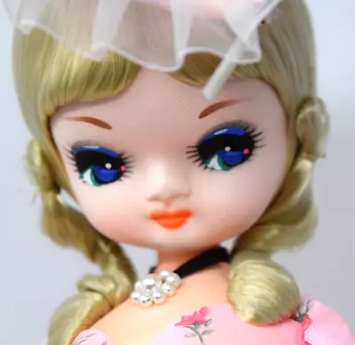 Vintage Big Eyes Bradley Doll Blonde Hair Pink Dress Korea • $74.99