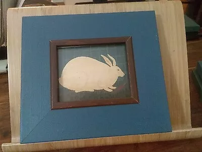 Rare Vtg Warren Kimble Country Painted Framed Print White Rabbit 7.25x6.5  • $16.26