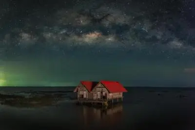 Milky Way Over Abandoned House In Thailand Photo Art Print Poster 24x36 Inch • $13.98