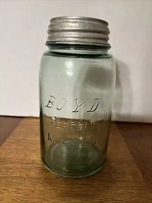 Vintage Boyd Perfect Mason Quart Jar - Italics Block Letters • $35