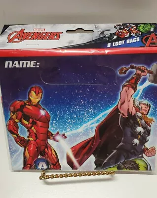 Marvel Avengers Loot Bags (8 Per Package) Captain America Hulk Iron Man Thor • £5.84