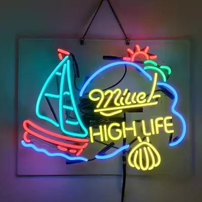 Miller Lite Neon Beer Sign Home Bar Store Pub Decor Vintage Neon Bar Signs 19x15 • $141