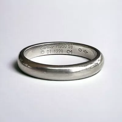 Vintage Platinum Cartier Wedding Band Ring 3.5mm Heavy Estate • $895