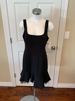 BCBGMaxAzria Black Mini Dress W/Polka Dot Tulle Hem Size 10 NWT! • $78