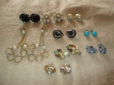 Antique To Vintage Lot Of 9 Clip On Ear Rings • $7.99