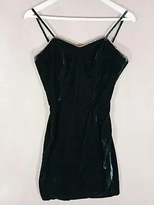 Dave & Johnny Dress Velvet Green Size 6-8 Xmas Christmas Party Evening Wear VTG • £26.50