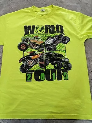 Monster Jam World Tour Tshirt 2015 Size Lg Neon Green • $35