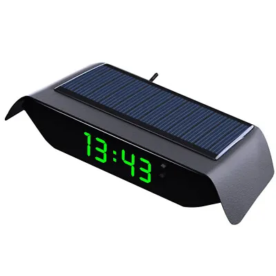 Solar Powered Car Thermometer Clock Digital Display Watch Dashboard Accessories • $22.40