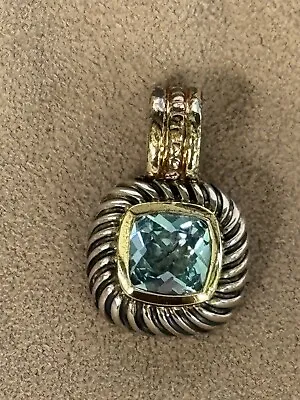 Retired David Yurman Albion Blue Topaz Enhancer Pendant Sterling Silver 925/14k • $200