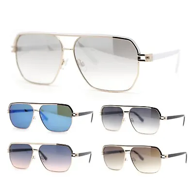 Mens Sophisticated Rectangular Flat Top Euro Style Metal Rim Sunglasses • $13.95