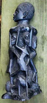 Vtg MAKONDE African TREE OF LIFE Ancestor Family Hand Carved Wood Statue 12.75  • $142.99