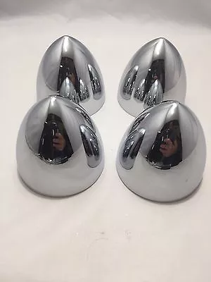 $47.99 • Buy Set 4 3  Chrome Bullet Nose Hubcap Center Accessory (Hot Rod Custom) 