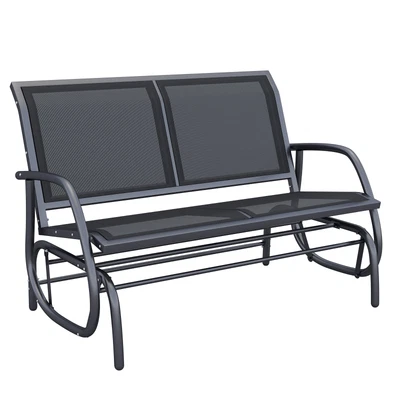 £76.99 • Buy Outsunny 2-Person Patio Glider Bench Gliding Chair Loveseat W/ Armrest Black