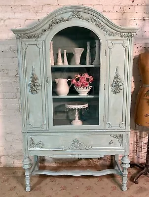 Painted Cottage Shabby Chic China Cabinet  • $895