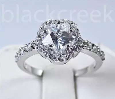 925 Sterling Silver ~1.50tcw White Sapphire Micro Pave Engagement Ring Size 9.25 • $28.85