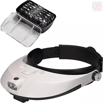 COVVY Head Magnifier With LED Lamp Light Magnifying Glass Headset Loupe For • £17.50