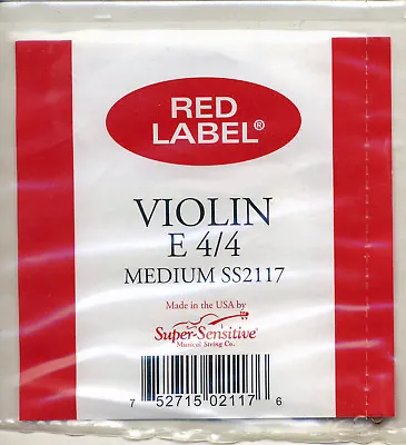 Super-Sensative Red Label Violin String E 1st 4/4 USA • $2