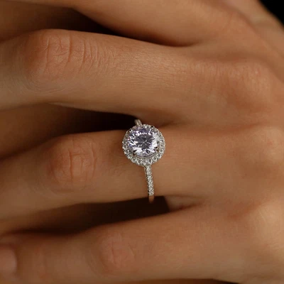 $118.92 • Buy Halo 1.50Ct Round Cut 14k White Gold Over Diamond Engagement Ring Women Size I-T